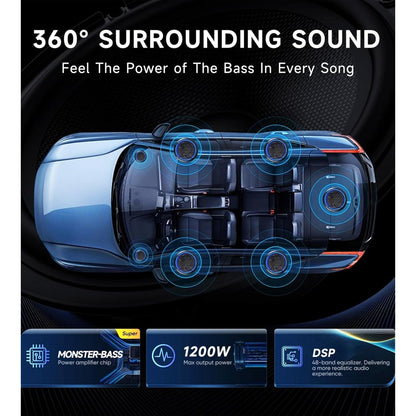 Slim Underseat Car Subwoofer & Amp with Ambient Light