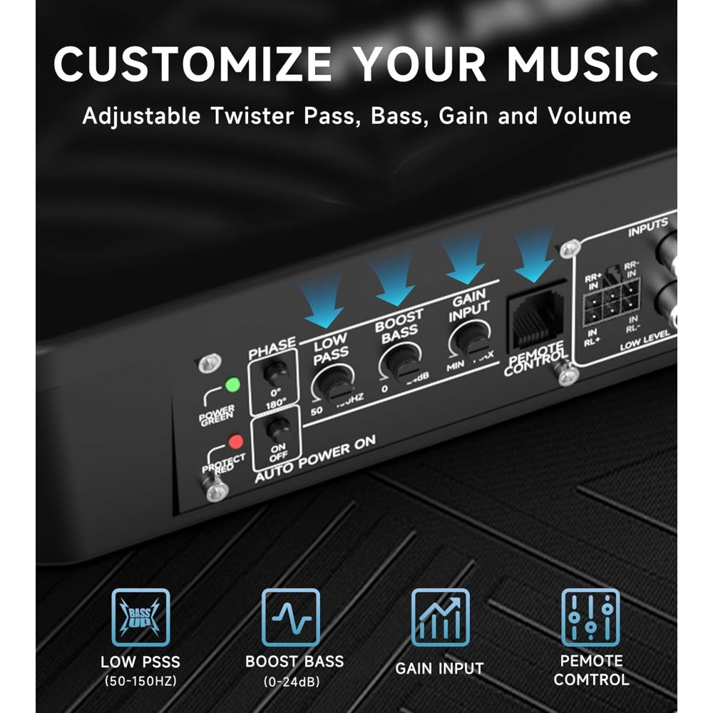 Slim Underseat Car Subwoofer & Amp with Ambient Light