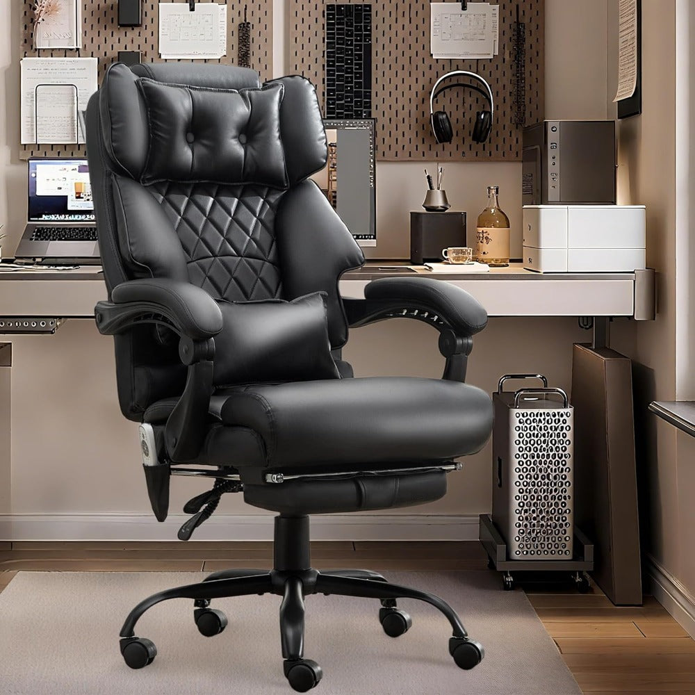 Executive Office 6-Point Massage Chair - 500LBS Capacity, Heated, Foot Rest, Big and Tall