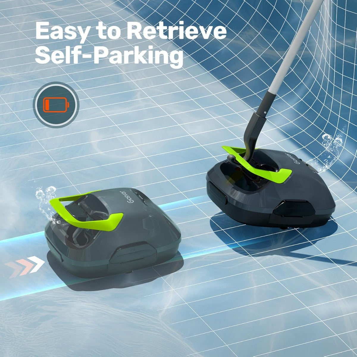Cordless Robotic Pool Cleaner - 90 Min Runtime, Self-Parking