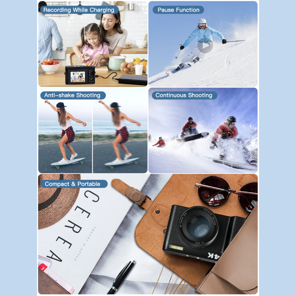 4K Photography Camera 48MP Flip Screen Autofocus Anti-Shake