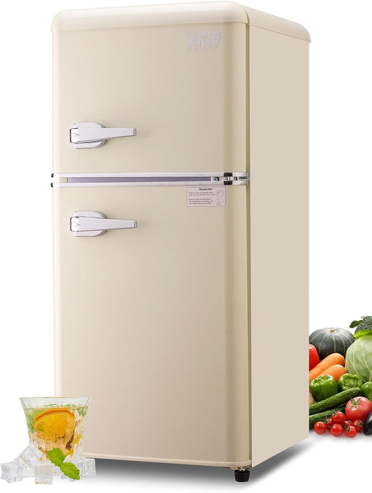 Retro Mini Fridge 3.2 Cu.ft with Freezer for Home & Office