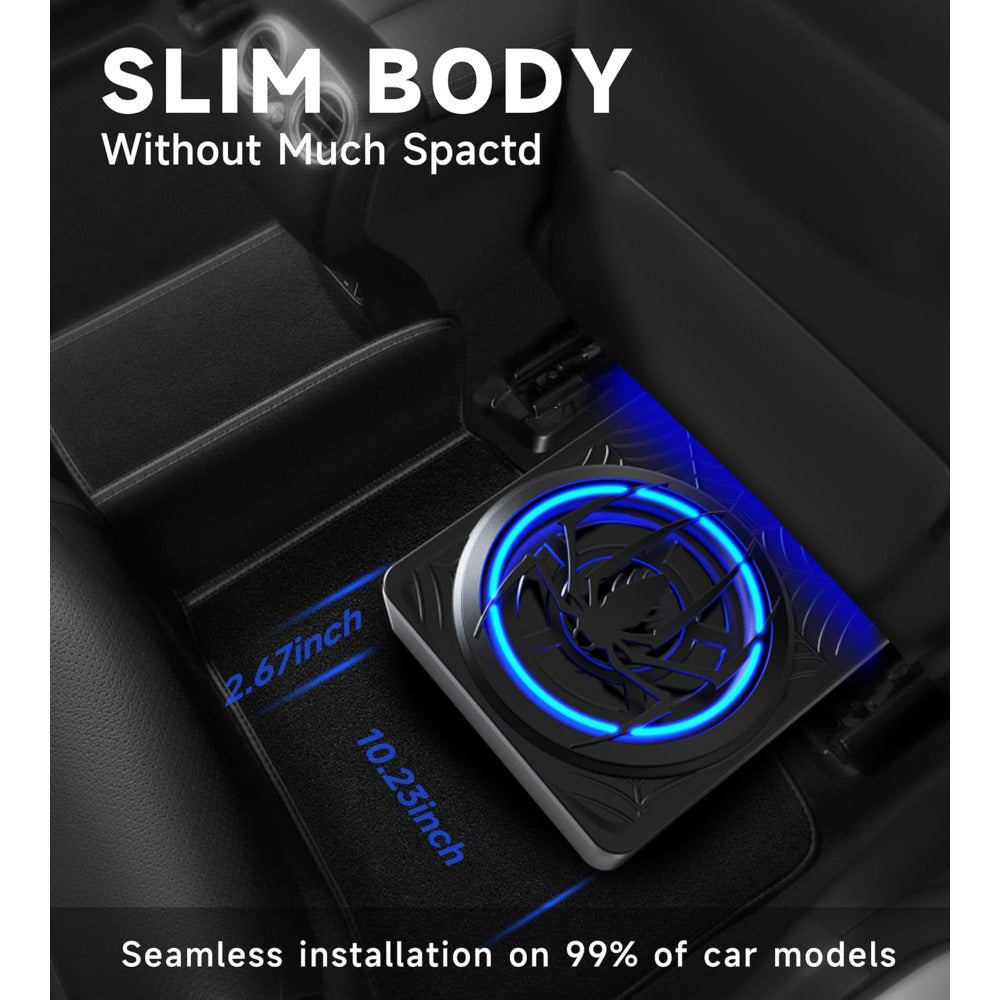 Slim Underseat Car Subwoofer & Amp with Ambient Light