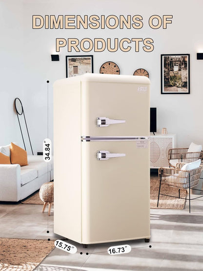 Retro Mini Fridge 3.2 Cu.ft with Freezer for Home & Office